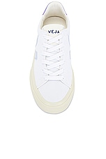 Veja Campo Canvas Sneaker in White Swam Lavander, view 4, click to view large image.