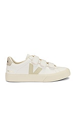 Veja Recife Logo 3-Lock Sneaker in Extra White & Natural, view 1, click to view large image.