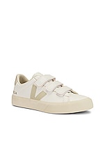 Veja Recife Logo 3-Lock Sneaker in Extra White & Natural, view 2, click to view large image.