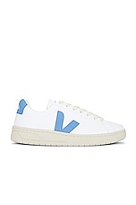 Veja Urca Sneaker in Extra White & Aqua, view 1, click to view large image.