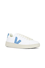 Veja Urca Sneaker in Extra White & Aqua, view 2, click to view large image.
