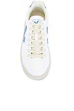 Veja Urca Sneaker in Extra White & Aqua, view 4, click to view large image.