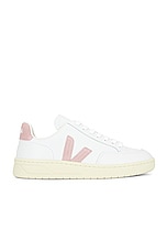 Veja V-12 Sneaker in Extra White & Babe, view 1, click to view large image.