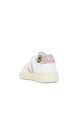 Veja V-12 Sneaker in Extra White & Babe, view 3, click to view large image.
