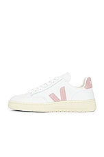 Veja V-12 Sneaker in Extra White & Babe, view 5, click to view large image.