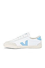 Veja Volley Sneaker in White & Aqua, view 5, click to view large image.