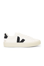 Veja Campo Sneaker in Extra White & Black, view 1, click to view large image.