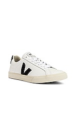Veja Esplar Logo Sneaker in Extra White & Black, view 2, click to view large image.