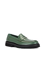 Vinny's Richee Penny Loafer in Leather Green, view 2, click to view large image.