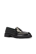 Vinny's Heeled Townee Penny Loafer in Polido Leather Black, view 2, click to view large image.