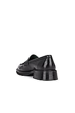 Vinny's Heeled Townee Penny Loafer in Polido Leather Black, view 3, click to view large image.