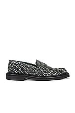 Vinny's Vinnee Penny Loafer in Croco Pattern Black & White, view 1, click to view large image.