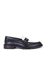 Vinny's Townee Two Tone Penny Loafer in Leather Black, view 1, click to view large image.
