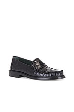Vinny's Yardee Mocassin Loafer in Croco Pattern Black, view 2, click to view large image.