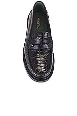 Vinny's Yardee Mocassin Loafer in Croco Pattern Black, view 4, click to view large image.
