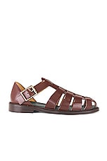 Vinny's Fisherman Sandal in Polido Leather Dark Brown, view 1, click to view large image.