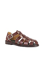 Vinny's Fisherman Sandal in Polido Leather Dark Brown, view 2, click to view large image.