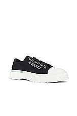 Viron 1968 Toe-cap Low Sneaker in Black Canvas, view 2, click to view large image.