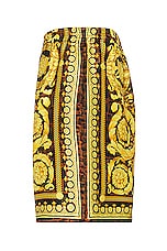 VERSACE Baroccodile Short in Caramel, Black & Gold, view 3, click to view large image.