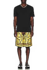 VERSACE Baroccodile Short in Caramel, Black & Gold, view 5, click to view large image.