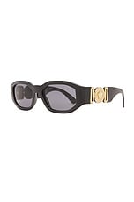 VERSACE Biggie Oval Sunglasses in Black, view 2, click to view large image.