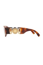 VERSACE Biggie Oval Sunglasses in Havana, view 3, click to view large image.