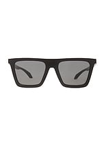 VERSACE Recatangle Flat Top Sunglasses in Black, view 1, click to view large image.