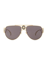 VERSACE Pilot Aviator Sunglasses in Gold, view 1, click to view large image.
