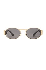 VERSACE Oval Sunglasses in Matte Gold, view 1, click to view large image.