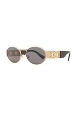 VERSACE Oval Sunglasses in Matte Gold, view 2, click to view large image.