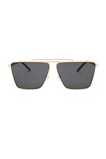 VERSACE Tubular Greca Square Sunglasses in Gold, view 1, click to view large image.