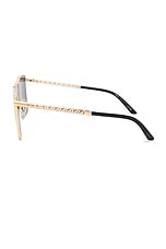 VERSACE Tubular Greca Square Sunglasses in Gold, view 3, click to view large image.