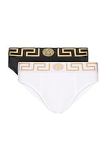 VERSACE Bi-pack Slip Jersey Underwear in Multi, view 1, click to view large image.