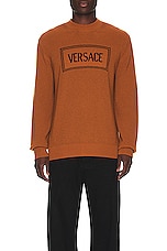 VERSACE Macrologo Sweater in Caramel & Black, view 3, click to view large image.