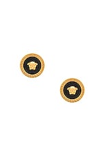 VERSACE Metal Cufflinks in Black & Gold, view 1, click to view large image.