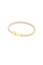 VERSACE Medusa Braded Leather Bracelet in Sand Oro Versace, view 1, click to view large image.
