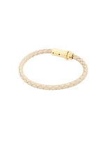 VERSACE Medusa Braded Leather Bracelet in Sand Oro Versace, view 2, click to view large image.