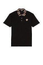 VERSACE Taylor Fit Polo in Black, view 1, click to view large image.