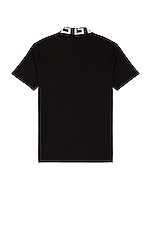 VERSACE Pique Cotton Polo in Black & White, view 2, click to view large image.