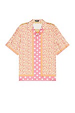 VERSACE Logomania Shirt in Pink & Ivory, view 1, click to view large image.