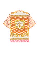 VERSACE Logomania Shirt in Pink & Ivory, view 2, click to view large image.