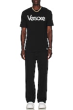 VERSACE Compact Tribute T-shirt in Black, view 5, click to view large image.
