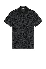 VERSACE Barocco Polo in Medium Grey, view 1, click to view large image.