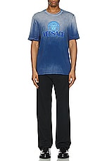 VERSACE Overdye T-shirt in Royal Blue, view 4, click to view large image.