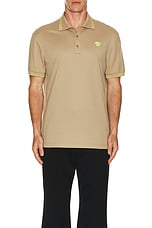 VERSACE Medusa Short Sleeve Polo Shirt in Sand, view 4, click to view large image.