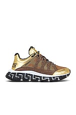 VERSACE Sneaker in Gold, Brown & Beige, view 1, click to view large image.