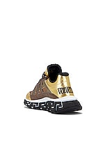 VERSACE Sneaker in Gold, Brown & Beige, view 3, click to view large image.