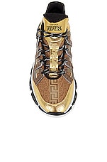 VERSACE Sneaker in Gold, Brown & Beige, view 4, click to view large image.