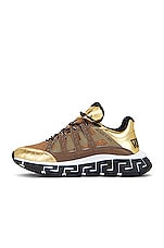 VERSACE Sneaker in Gold, Brown & Beige, view 5, click to view large image.