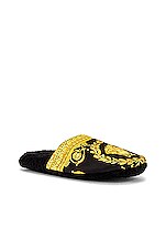 VERSACE Barocco Slippers in Black, view 3, click to view large image.